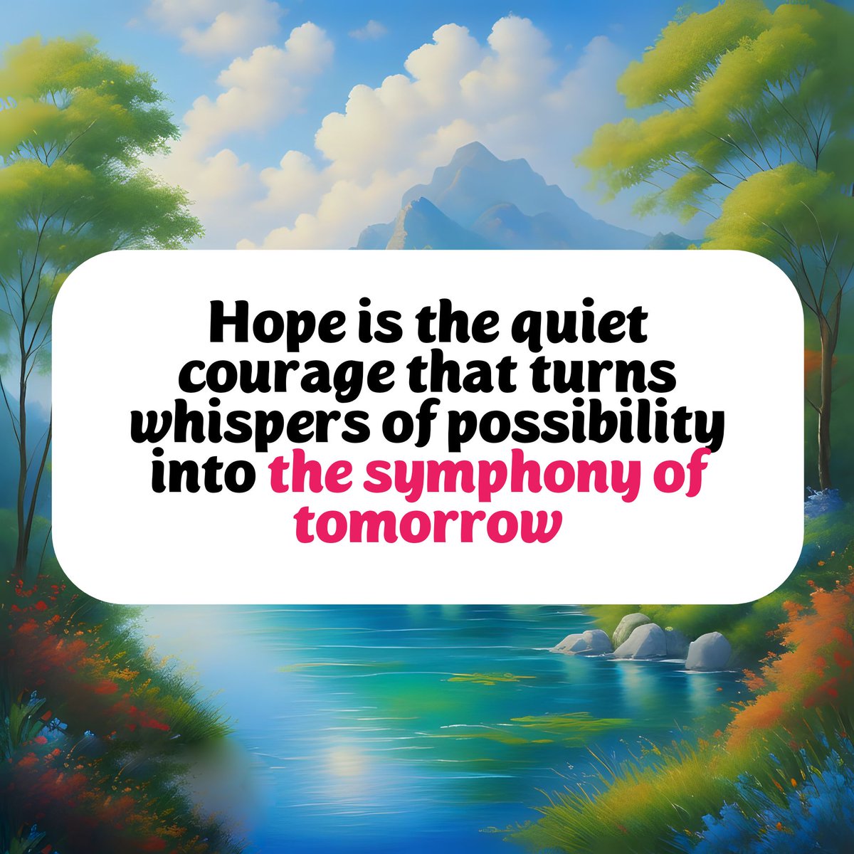 DiverseResearch's tweet photo. ✨✨✨ Hope, the courageous whisper that orchestrates the symphony of tomorrow. Embrace its power, for in the realm of possibility, dreams find their wings and miracles take flight. 🌟🙌 #Hope #Possibility #Dreams #Miracles https://t.co/GrPNN7avsZ