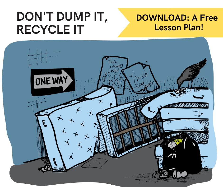 byebyemattress's tweet image. Know someone looking for a #funlearning, interactive #recycling #lessonplan? Great for any student 12+, the free worksheets and modules were designed to help teach the next generation of environmental stewards about illegal dumping, recycling, and the journey of 🗑️. Share it ...