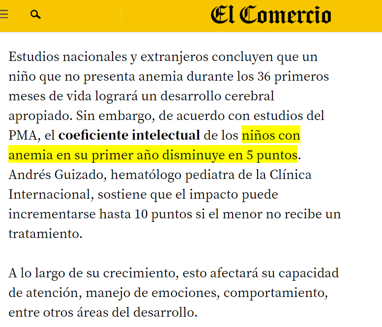 mal_menor's tweet photo. Que alguien le diga a Christopher Gianotti que 4 de cada 10 niños en Perú tienen anemia por falta de acceso a salud y nutrición. Eso implica que su desarrollo cognitivo a futuro será dramáticamente inferior al de un niño sin anemia. Pero para Gianotti, serán pobres porque quieren https://t.co/SDMYaozPor