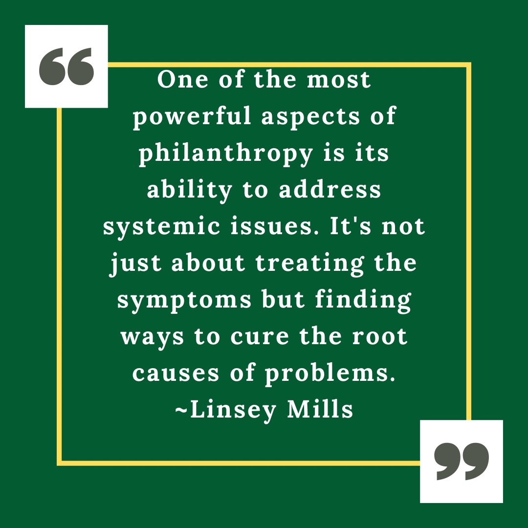 One of the most powerful aspects of philanthropy is its ability to address systematic issues. It’s not just about treating the symptoms but finding ways to cure the root causes of problems. ~Linsey Mills 
#philanthropy #philanthropist #philanthropymatters #Givers