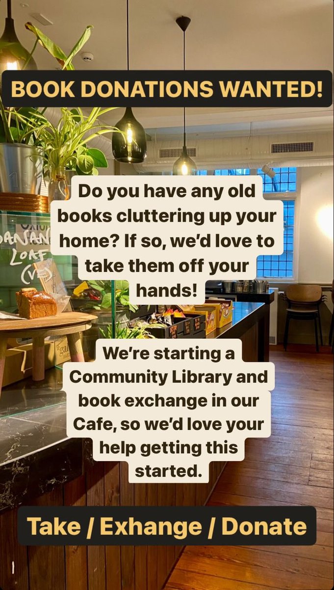 Book donations wanted! Start 2024 and help us create a community library in the OH cafe. We’re sure you’ve got some cracking books to share. Pop into our cafe, we’d love to see what you have. #lovebooks