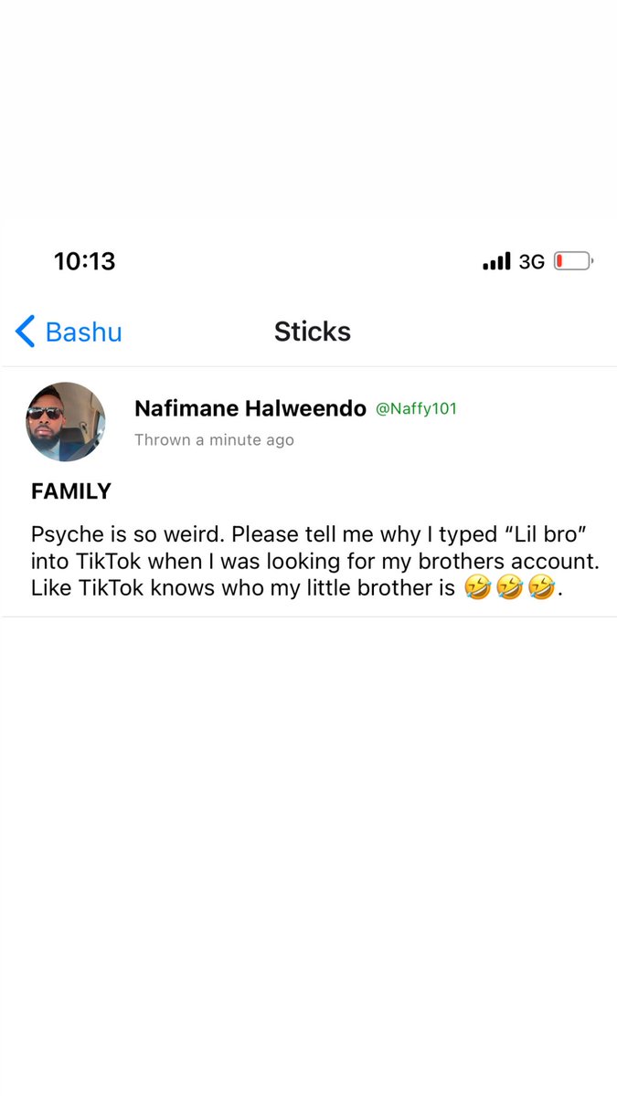 Naffy101's tweet photo. They are lucky I didn’t type in his home name 🤣🤣.
#Bashu #BashuSticks #BashuApp #AfricasFirstSocialApp !! https://t.co/NdCr75tgW4