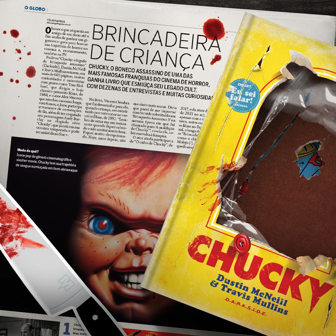 DarkSideBooks's tweet photo. Chucky: O Legado do Brinquedo Assass*no, livro que expande o universo de uma das mais famosas franquias do horror, foi destaque no @jornalOGlobo desta terça-feira (09/01). Ficou curioso? Leia, mas cuidado: ele está te observando! 🗡️😱 #Chucky   https://t.co/hIRigNYWyK https://t.co/iiIRRYoLty