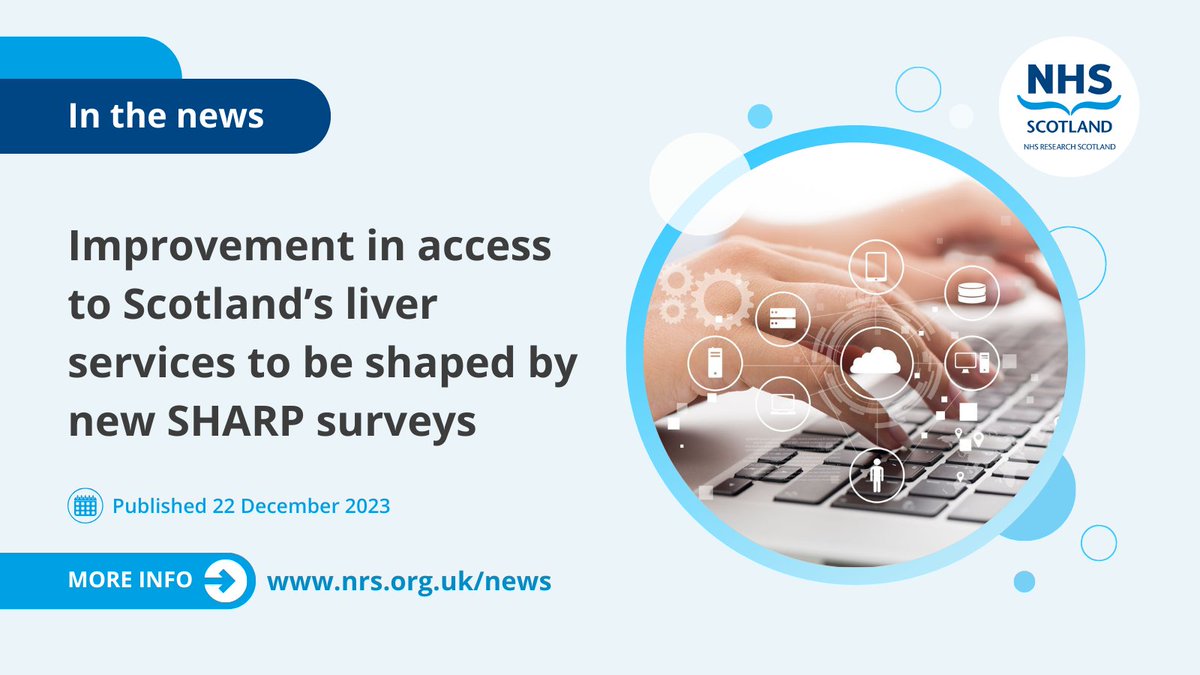 NHSResearchScot's tweet photo. .@sharphepatology has announced that it is running three new surveys targeted at different groups in a bid to gain vital insights into access to liver services across Scotland.

Find out more and take part 👉 https://t.co/zfLLffIDHt https://t.co/V6u9RdeP9k