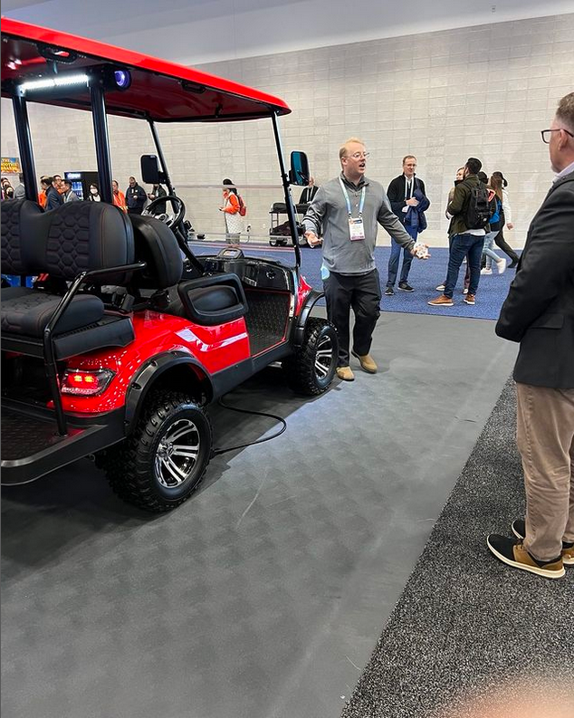 WiTricity's tweet photo. Come see us at booth 6801 in the West Hall! We are having a blast charging wirelessly at @CES! โจ๐
#wirelessCES #wirelessEVcharging #golfcarts #electricgolfcarts https://t.co/gUIabMKjUa