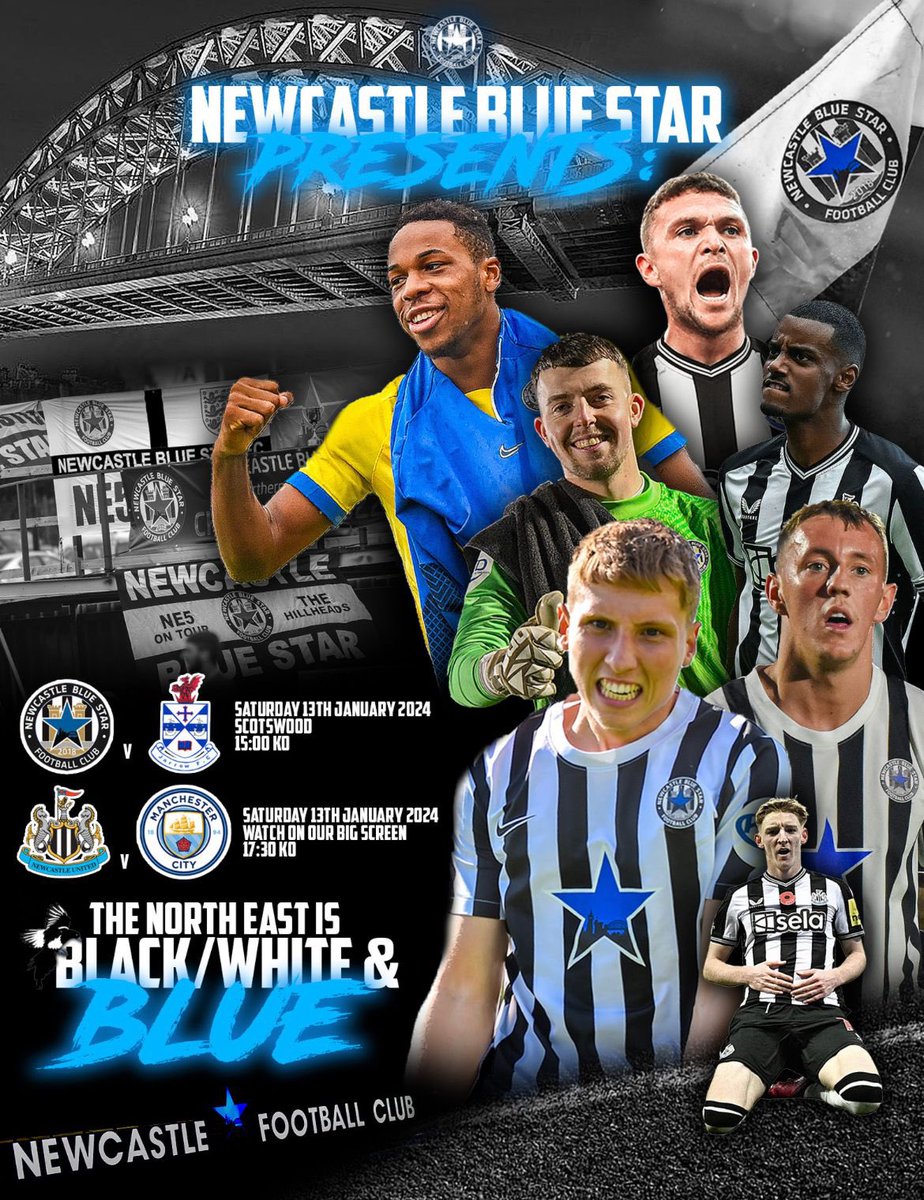 𝙉𝙀𝙓𝙏 𝙐𝙋 | 𝙅𝙖𝙧𝙧𝙤𝙬

Need plans this Saturday…❓

Scotswood is providing YOU with your football fix this weekend ⚽️

🔵⭐️ v Jarrow (15:00) 
⚫️⚪️ v Man City (17:30) on the big screen 📺 

🎟️ Adults £5/Concessions £3/Under 16’s £1 

#Newcastle #BlueStar