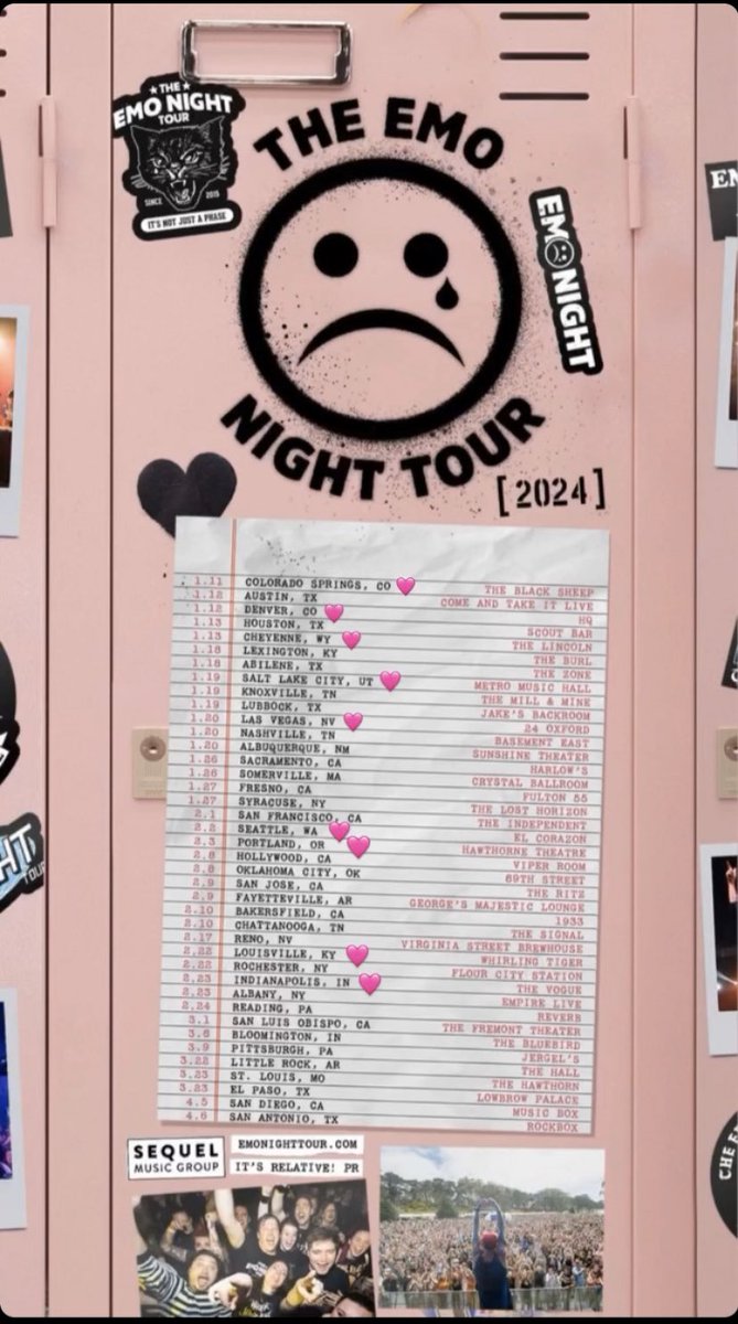 gwenniegiles's tweet photo. Traveling near and far (mostly far) with The Emo Night Tour 🗺️ 💼 🎶 https://t.co/uvLwJugc2U