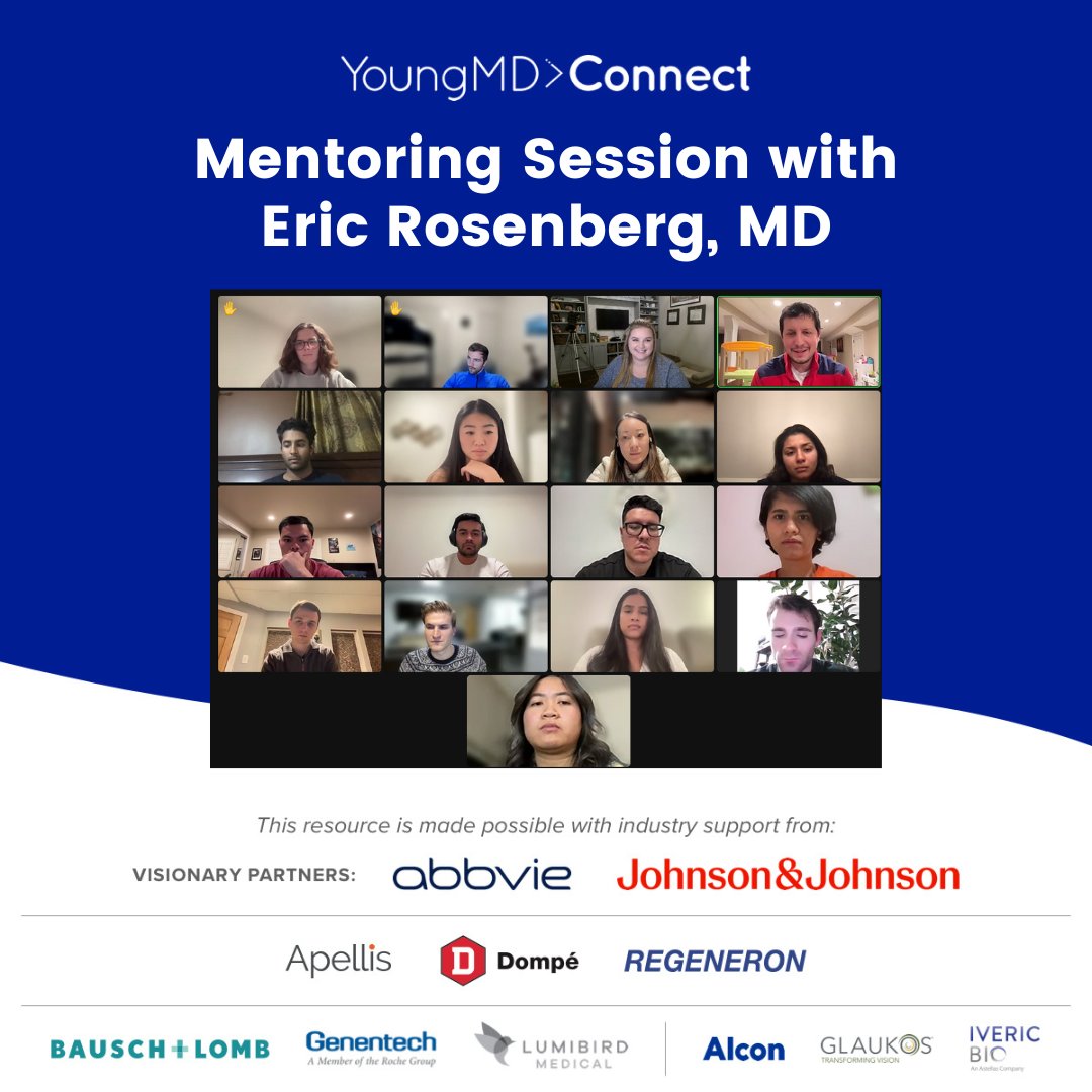 YoungMDConnect's tweet photo. "If you donโt enjoy what youโre doing, donโt be afraid to take a step back and re-evaluate!" -Dr. Eric Rosenberg
Thank you Dr. Rosenberg for taking the time to #mentor a group of our #YMDC members, and thank you to all of our supporters for making these sessions possible! โจ https://t.co/U8rFLxa9fB