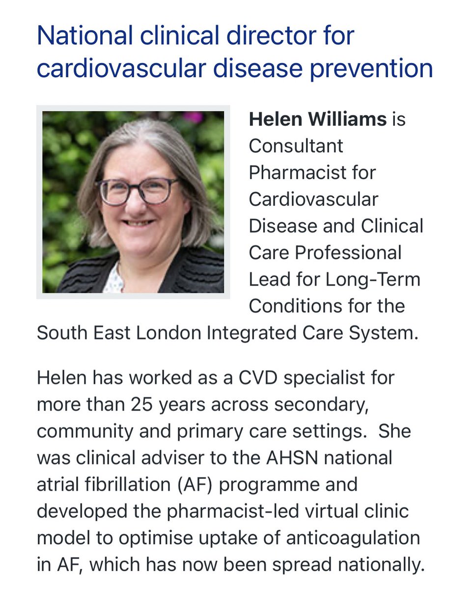 The PCPA (@pcpa_org) on Twitter photo Congratulations to PCPA Cardiovascular Specialist Pharmacy Lead, Helen Williams, <a href="/CardioPharmUK/">Helen Williams 💊</a> on her appointment as National Clinical Director for Cardiovascular Disease Prevention at <a href="/NHSEngland/">NHS England</a>
🫡
england.nhs.uk/about/ncd/ Congratulations to PCPA Cardiovascular Specialist Pharmacy Lead, Helen Williams, <a href="/CardioPharmUK/">Helen Williams 💊</a> on her appointment as National Clinical Director for Cardiovascular Disease Prevention at <a href="/NHSEngland/">NHS England</a>
🫡
england.nhs.uk/about/ncd/