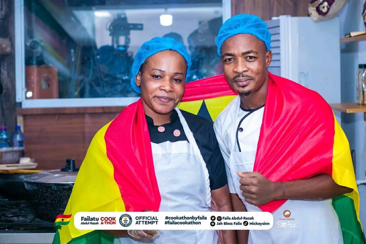 Congratulations to you, Chef Faila Abdul Razak 🇬🇭.  Ayekoo 🎉
.
#Failacookathon #guinnessworldrecords #DecemberInGH #decemberinghana