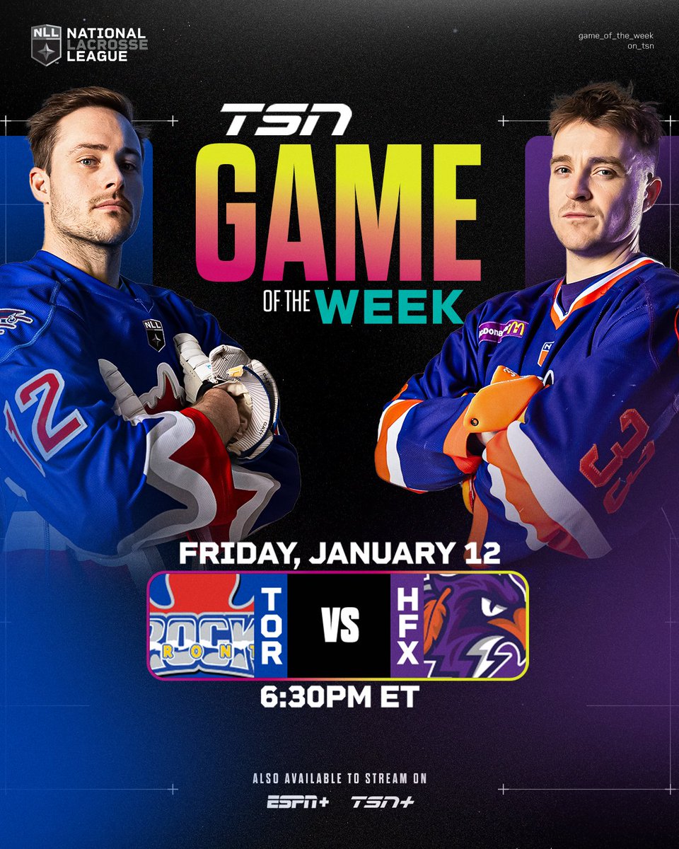 The TSN Game of the Week kicks us off!  

Let us know who you got ⬇️

🥍: <a href="/TorontoRockLax/">Toronto Rock</a>  vs. <a href="/HFXThunderbirds/">Halifax Thunderbirds</a> 
🗓️: 1/12 at 6:30pm ET
📺: TSN and ESPN

#NLL