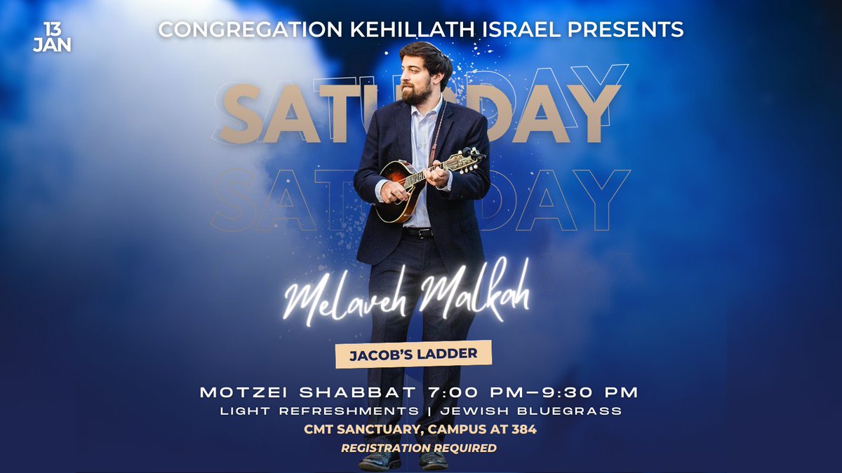 Jacob's Ladder is joining us for an evening of singing, celebration and Jewish Bluegrass. Never heard Jewish Bluegrass before? Now is your chance! 😊 Join us this motzei Shabbat for Melaveh Malkah! Registration required: congki.shulcloud.com/event/mm5784
#shabbat #brookline #jewishlife