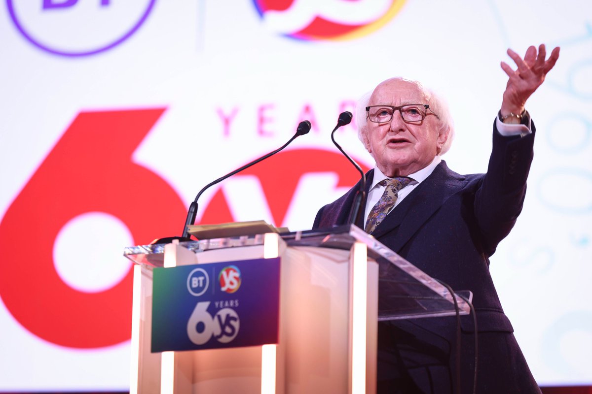 President Michael D. Higgins today officially opened the @BTYSTE Young Scientist and Technology Exhibition 2024 at @TheRDS, where he and Sabina also visited a number of students' entries. You can read the President's speech from the opening ceremony at president.ie/en/media-libra…