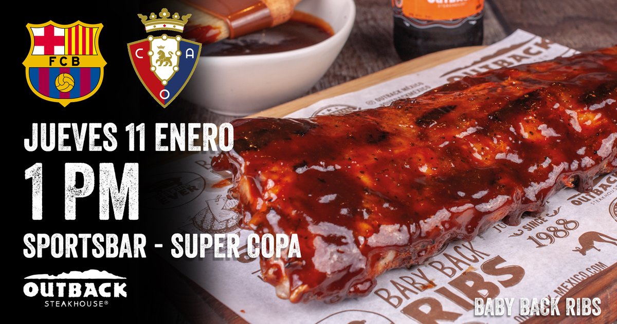 OutbackMexico's tweet image. La #SupercopaDeEspana se juega en nuestro Sportsbar! ⚽️🍻 #Barcelonas vs #Osasuna 
sportsbar.outback-mexico.com