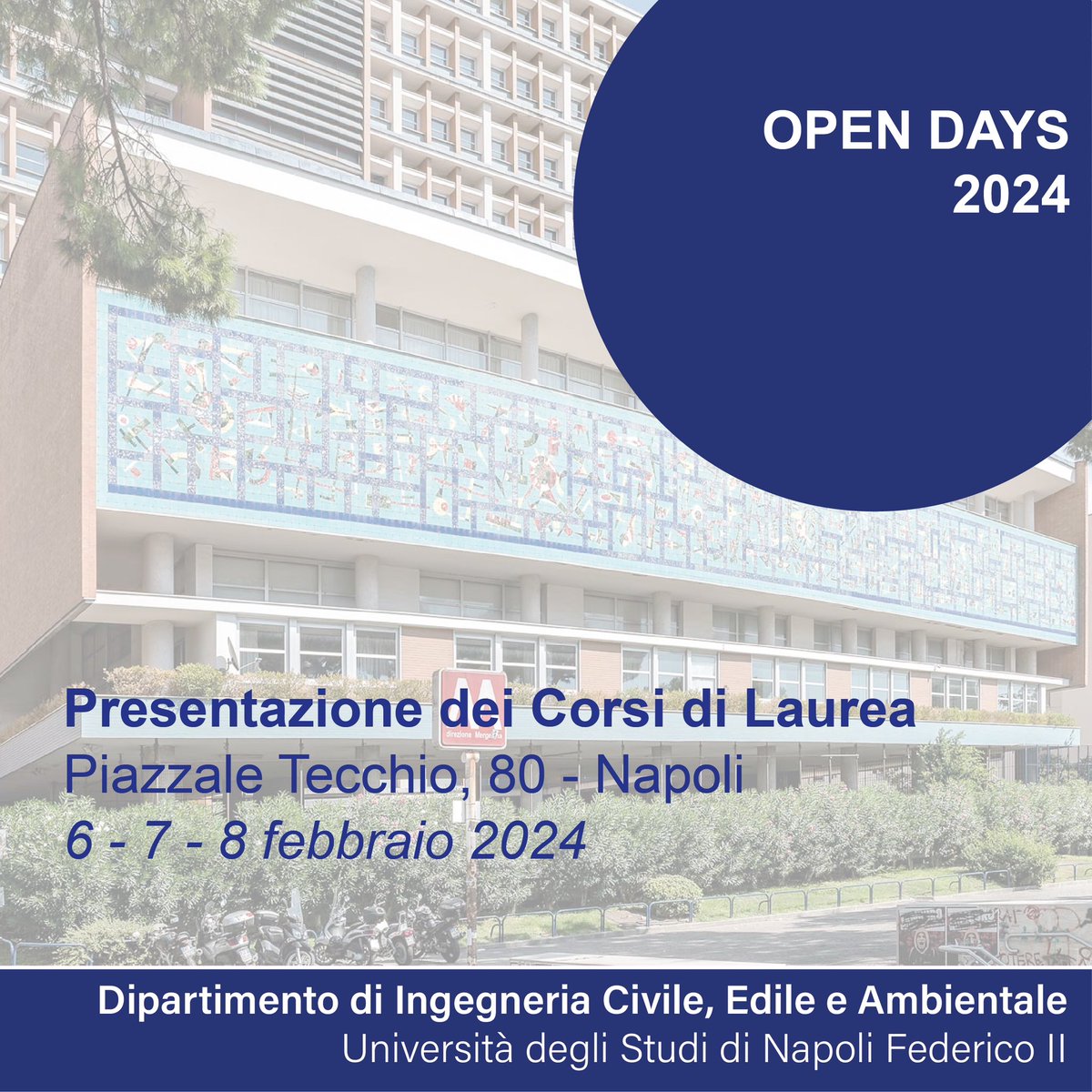 Presentazione dei Corsi di Laurea (in presenza) Piazzale Tecchio, 80 - Napoli
•𝟲 𝗙𝗲𝗯𝗯𝗿𝗮𝗶𝗼 𝗼𝗿𝗲 𝟵:𝟬𝟬 ateneapoli.it/ingegneria-civ…
•𝟳 𝗙𝗲𝗯𝗯𝗿𝗮𝗶𝗼 𝗼𝗿𝗲 𝟵:𝟬𝟬 ateneapoli.it/ingegneria-civ…
• 𝟴 𝗙𝗲𝗯𝗯𝗿𝗮𝗶𝗼 𝗼𝗿𝗲 𝟵:𝟬𝟬 ateneapoli.it/ingegneria-civ…