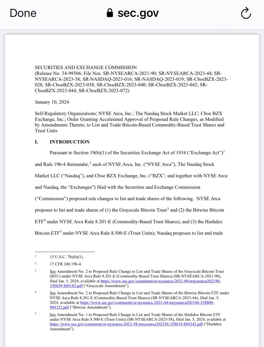 AshCrypto's tweet image. 🚨 BREAKING 🚨

SEC HAVE JUST APPROVED All 11 
#BITCOIN SPOT ETFS.