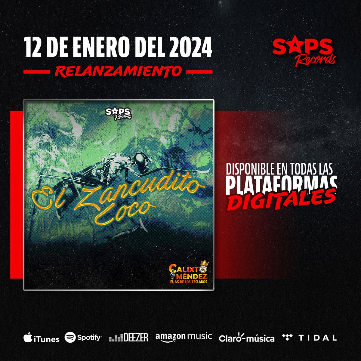 Este 12 de enero, prepárate para algo grande. 😎
"El Zancudito Loco" llega para ponerle sabor a tu playlist.
¡Prepara esos pies para bailar! 🎉