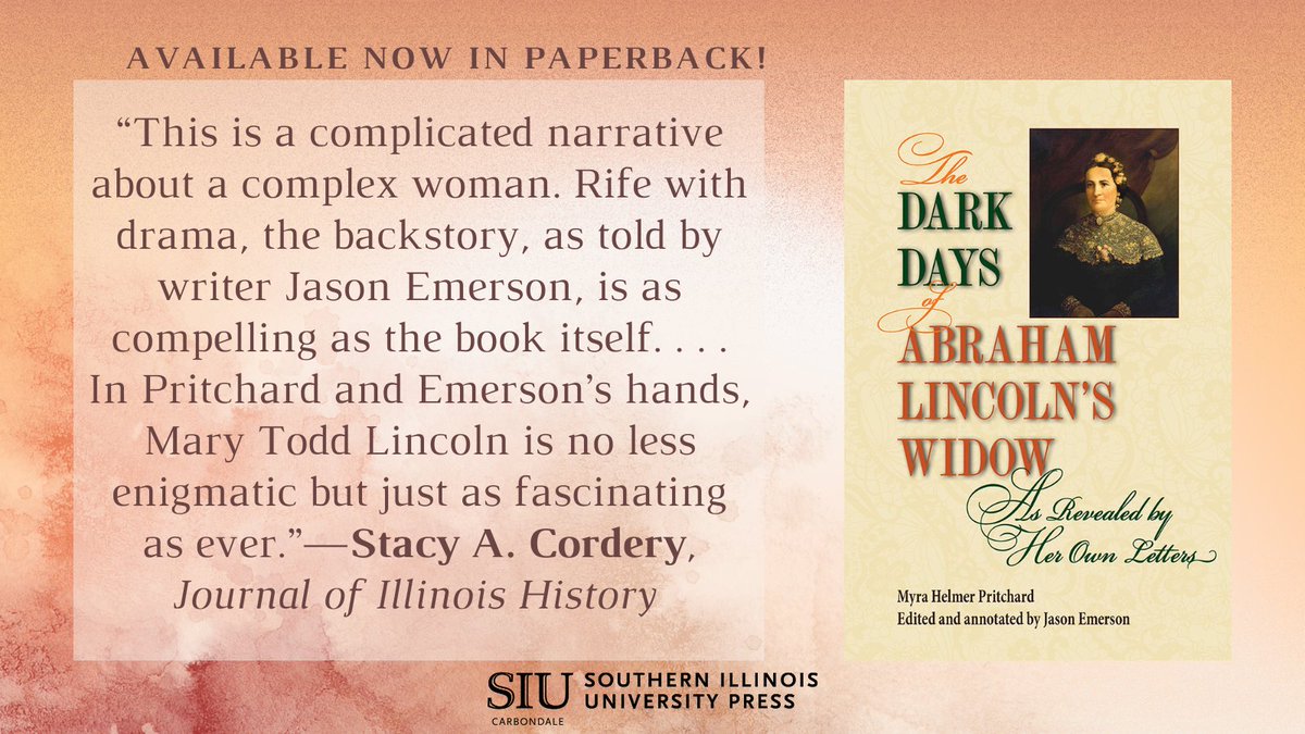 Written in 1927 but barred from timely publication by the Lincoln family, this book is based on nearly two dozen intimate letters written between Mary Lincoln and her friend Myra Bradwell mainly during the former's 1875 incarceration in an insane asylum. siupress.com/books/978-0-80…