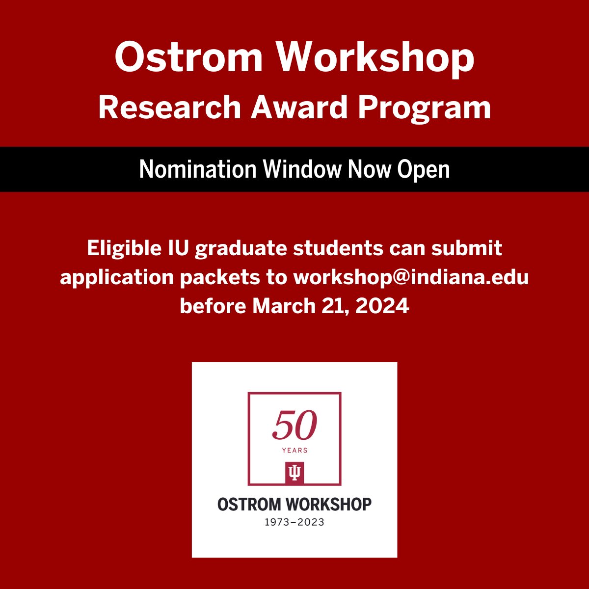 Each year the Ostrom Workshop provides Research Awards to IU Graduate Students with diverse backgrounds and research interests. Apply today! ostromworkshop.indiana.edu/funding-propos…