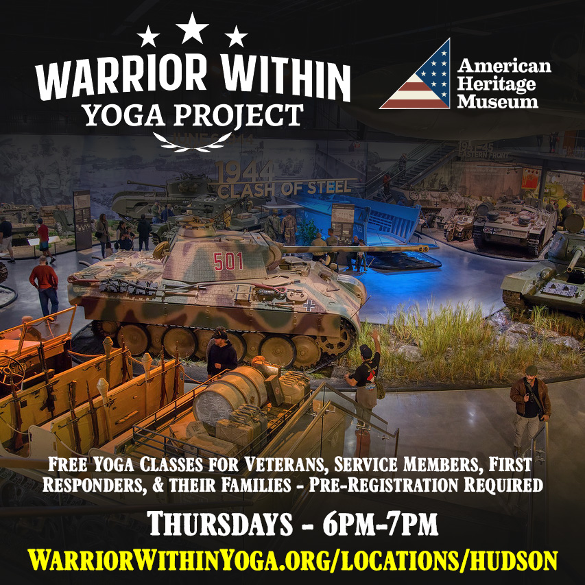 The AHM is proud to partner with the Warrior Within Yoga Project to offer free Yoga at the museum for veterans, service members, first responders, and their families each Thurs night from 6-7 pm. Pre-registration is required to attend - space is limited: warriorwithinyoga.org/locations/huds…