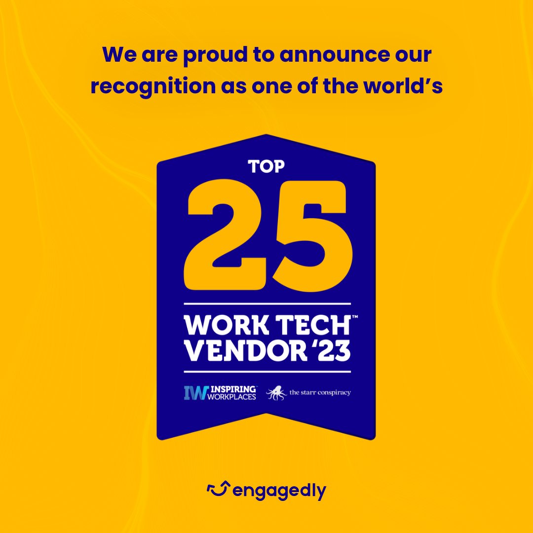 Celebrating our recognition as one of the world's Top 25 Work Tech Vendors for 2023! We remain committed to providing solutions that enable a people-centric strategy.

#Engagedly #TechVendor #WorkplaceTechnology #Achievement #TopTech community.engagedly.com/u/iJqchv