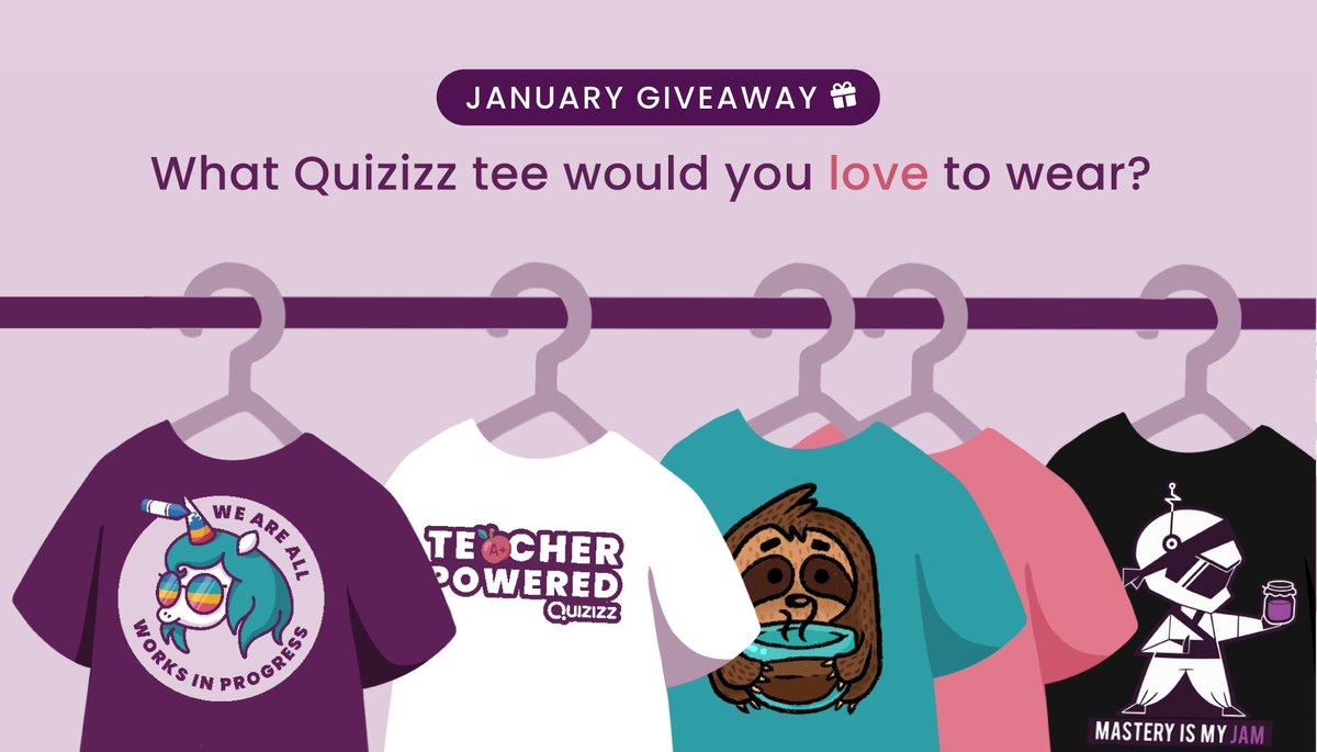waygroundai's tweet image. 🥳 New Year, New Shirt Giveaway 🥳

What Quizizz tee would you love to wear to start the new year? 

Tell us below for a chance to win that shirt in a random drawing! Winners will be contacted directly. 🎉

👕 View our T-shirt selection here: quizizz.threadless.com