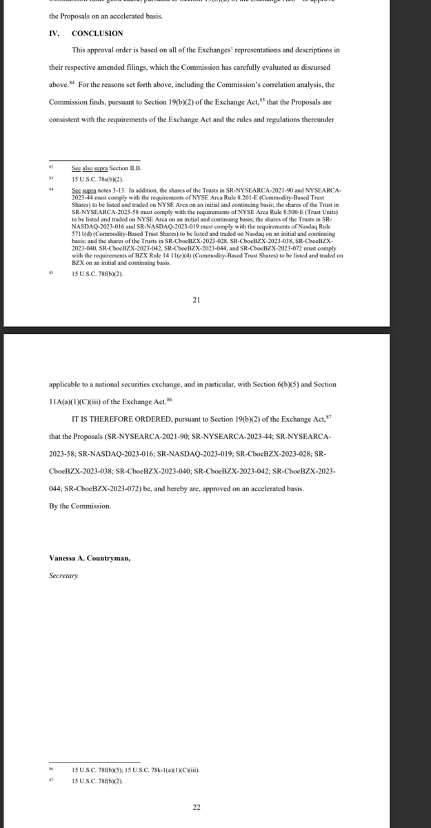 The #Bitcoin ETH has been approved. The SEC released this PDF before close of trading day. Then deleted it. Someone saved it before they did.