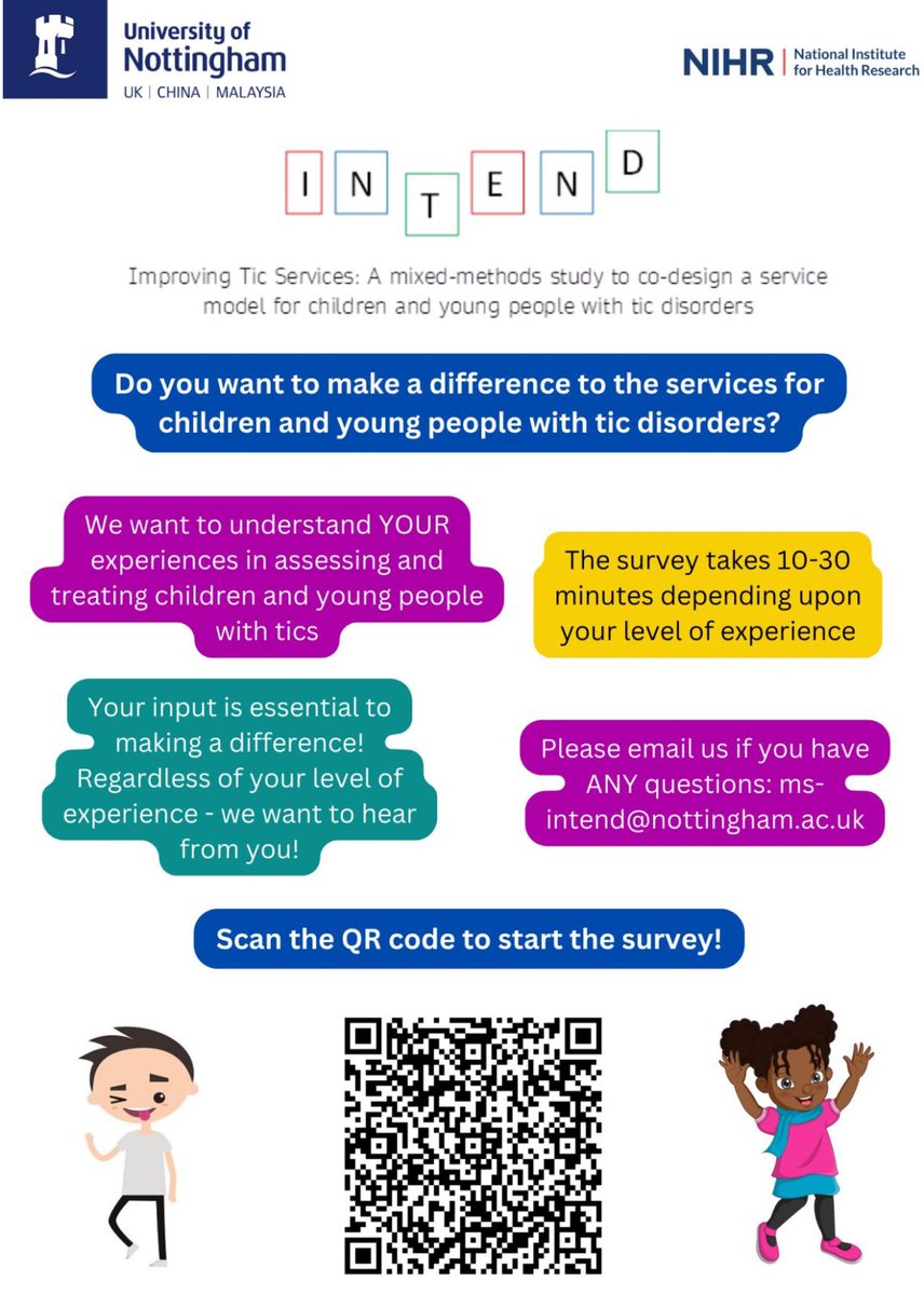 Are you a healthcare professional? Please consider participating in this survey buff.ly/3QkyMTO so we can understand your experiences in assessing and treating children and young people with tics and Tourette Syndrome. #healthcare #tourettes #neurodiversity