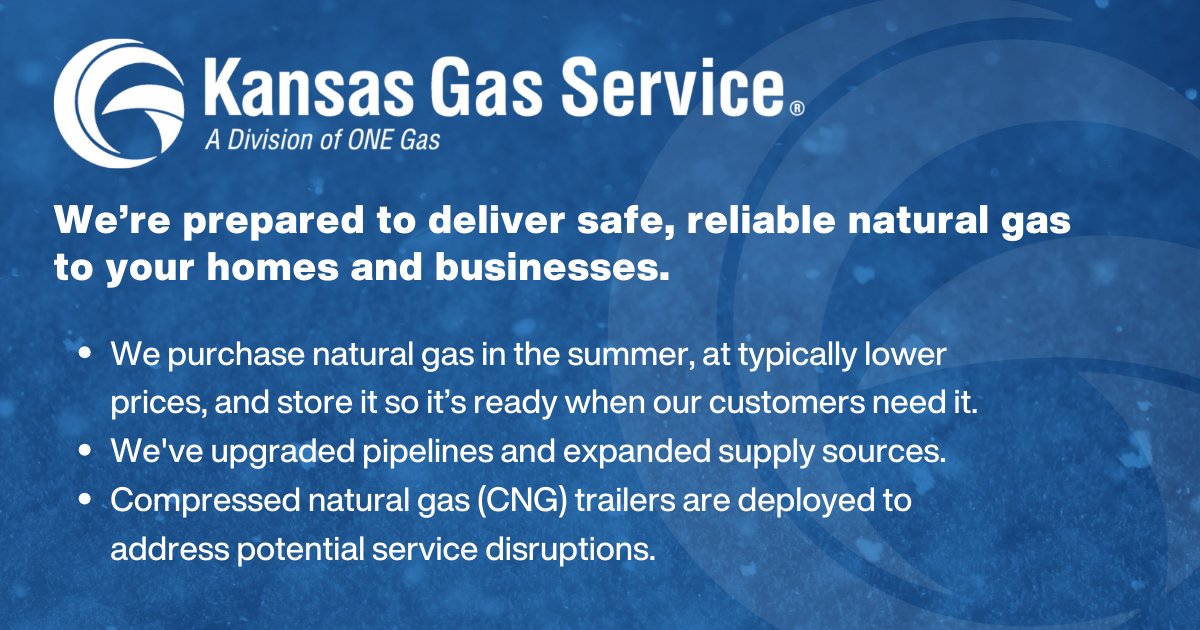 KansasGas's tweet photo. We’re prepared to deliver safe, reliable natural gas to your homes and businesses. Learn more about how to stay warm and save money at https://t.co/07U4nrCMPI https://t.co/R2gwMwXurP