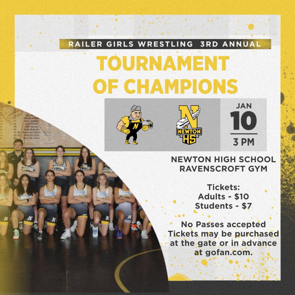 Good luck to our Varsity Girls Wrestlers as they compete the next two days!  The 3rd Girls Tournament of Champions is underway!  #RailerPride #RailerNation