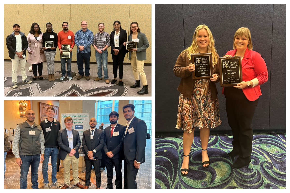 CRSS Students Shine at 2024 Conferences! 🏆

From the Beltwide Cotton Conferences to the American Forage and Grassland Conference, our talented CRSS students have showcased excellence! ✨

Congratulations to all achievers! 🌐🌾 #StudentAchievements #ResearchProwess  #CropandSoil