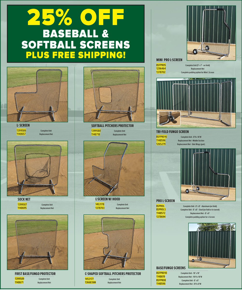 25% OFF + FREE SHIPPING thru March 2024!

*** INFIELD DRAGS / RAKES ***
*** BASEBALL, SOFTBALL SCREENS ***

Contact us today to place your order! tmcsportsturf.com