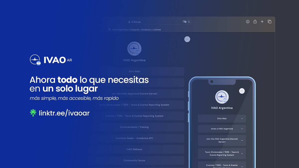 ivaoAR's tweet photo. Desde ahora todo lo que necesitas, más accesible, más simple, más rápido y a un solo click.
→ https://t.co/cP3NuCDqtp https://t.co/TWCjsPEC23