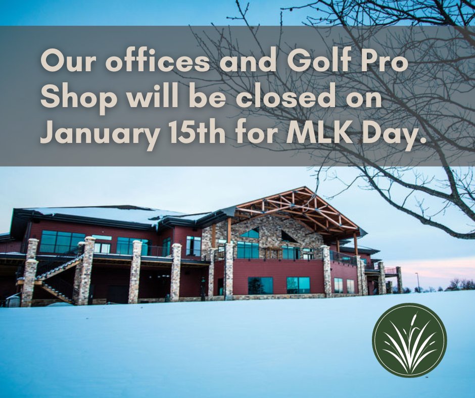 📢 Friendly reminder: Our offices and Golf Pro Shop will be closed on January 15th in honor of Martin Luther King Jr. Day. The Information Booth will be open its regular winter hours of 11 a.m. - 8 p.m.