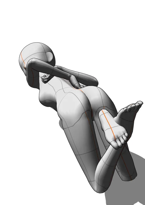 今回、腕で顔が隠れるから描き直したりで、あまり3dアタリ使った意味なかったかも。 