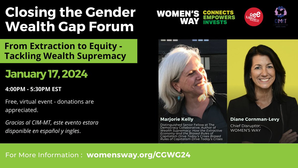 A week from today. Register ahead for this virtual discussion exploring #WealthSupremacy #CapitalBias #GenderWealthGap @WomensWay @DemocracyCollab @TransformFin @invcircle