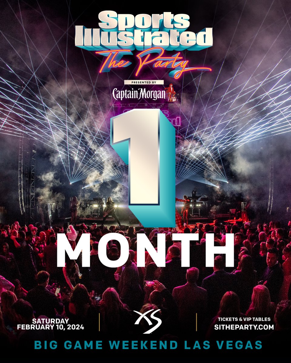 The countdown is on! 🥂✨ We’re one month out from the biggest party of the year. Solidify your spot at Sports Illustrated The Party Presented by @CaptainMorganUS before tickets sell out! Purchase Tickets and XS VIP Tables now at SITheParty.com.