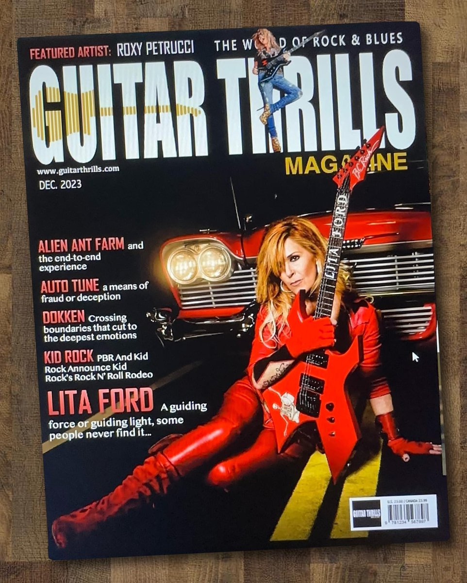 .@GuitarThrills Magazine - December 2023 cover! Check it out! Photo by Teddy Allison with the Christine Movie Car