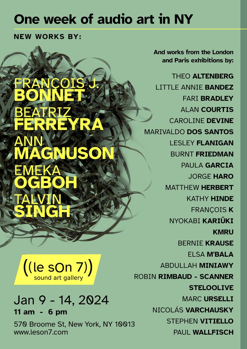 Robin Rimbaud - Scanner (@robinrimbaud) on Twitter photo Hello New Yorkers - don't miss this limited opportunity to experience some amazing sound art pieces from <a href="/StephenVitiell1/">Stephen Vitiello</a> <a href="/CaroWozniacki/">Caroline Wozniacki</a> and even an original piece from myself. Free for everyone! Hello New Yorkers - don't miss this limited opportunity to experience some amazing sound art pieces from <a href="/StephenVitiell1/">Stephen Vitiello</a> <a href="/CaroWozniacki/">Caroline Wozniacki</a> and even an original piece from myself. Free for everyone!