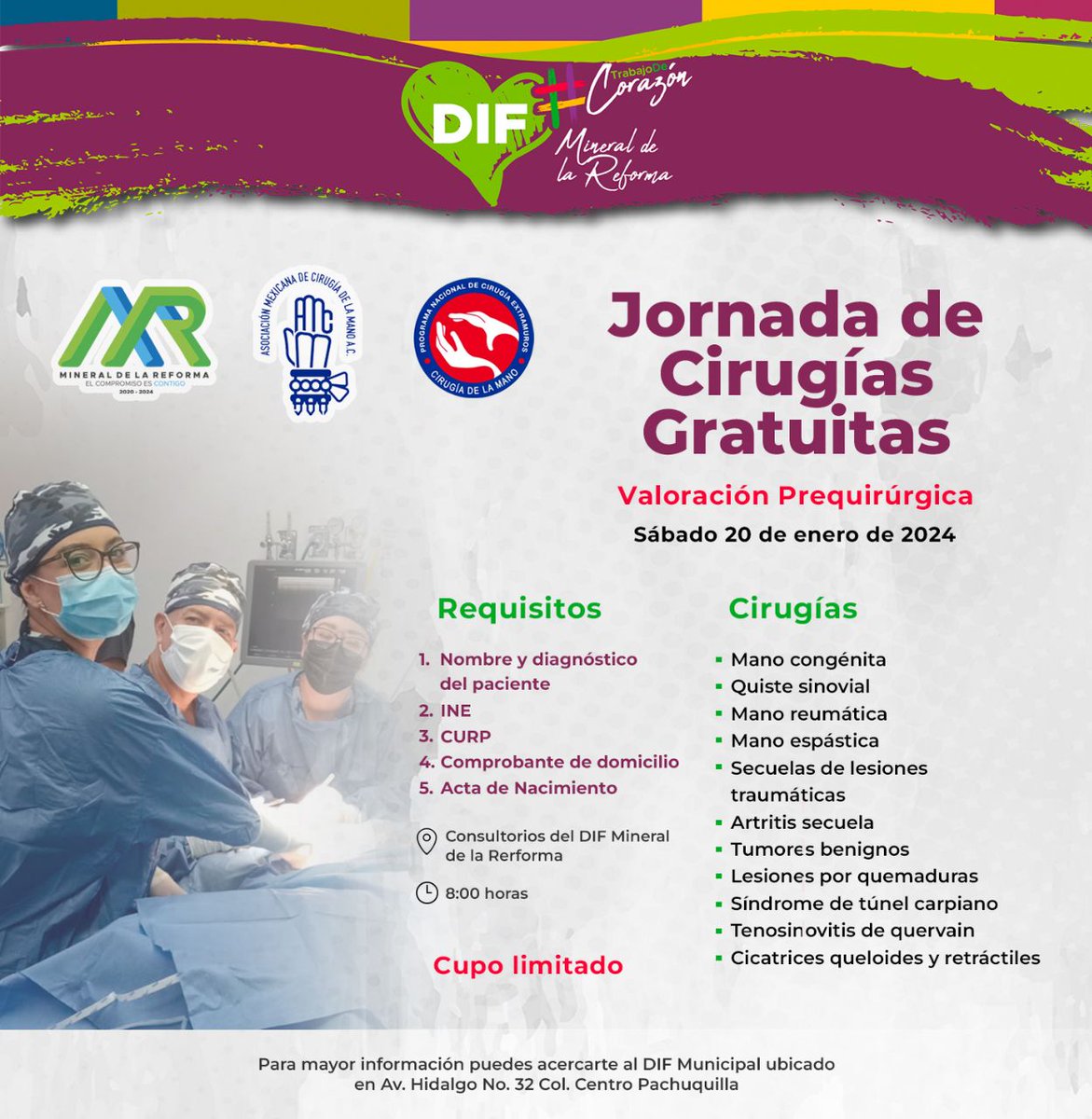 Shadia_Mtz's tweet photo. 📌⏱🗂Aun tienes oportunidad de registrarte para la Valoración Prequirúrgica de las Jornadas de Cirugías Gratuitas. 🧑🏻‍⚕️👨🏻‍⚕️

🗂✅Consulta los requisitos y cobertura.

⚠️CUPO LIMITADO⚠️

#TrabajoDeCorazón 🫶 https://t.co/2faqsoHTLo