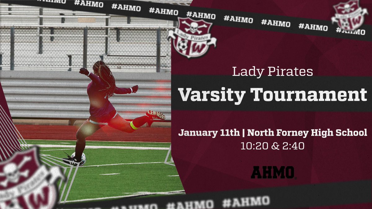 AHMOgirlsSoccer's tweet photo. Come out and support your Lady Pirates tomorrow in North Forney as they start Day 1 of their tournament. Go Lady Pirates! https://t.co/bbHZkQHaD9