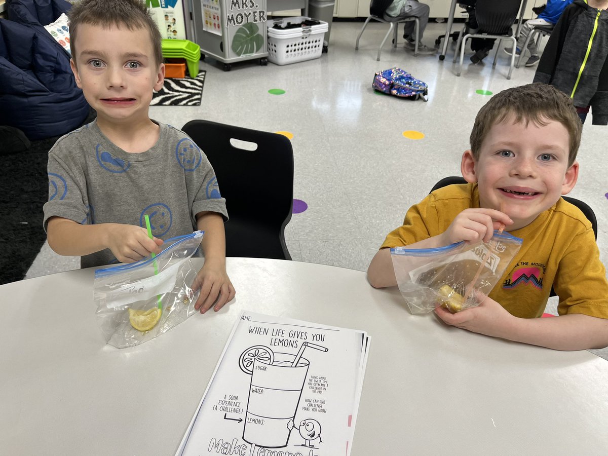 A Little Spot of Optimism visited us today during our SEL lesson…you have the power to add sweetness to sour situations. Practice positive thinking! “When life gives you lemons, make lemonade” 🍋 {Check out our before &amp; after} #BSSDProud #OakFlatProud