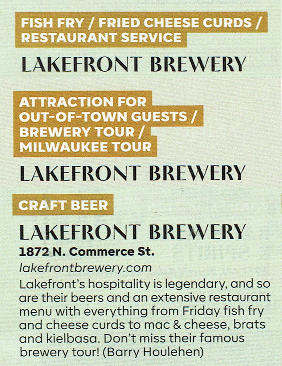 Daang! We won @shepherdexpress Best Of Milwaukee 2023 awards in 7 different categories! Cheers, Milwaukee! 🏆Craft Beer 🏆Restaurant Service 🏆Fish Fry 🏆Fried Cheese Curds 🏆Attraction For Out-Of-Town Guests 🏆Brewery Tour 🏆Milwaukee Tour shepherdexpress.com/best-of-milwau…