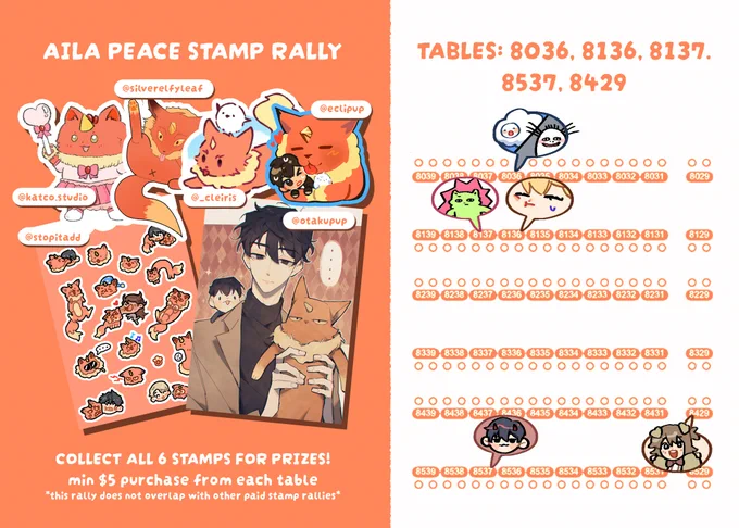 S-Class Peace stamp rally for AILA this weekend! Collect all 6 stamps from each artist to collect the prizes