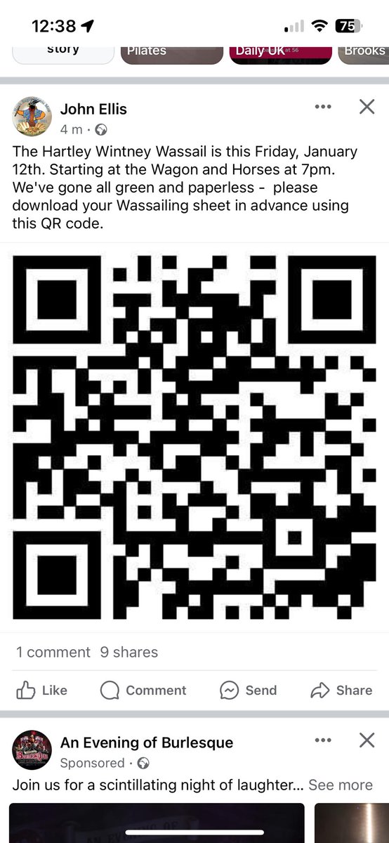 Hartley Wintney Wassail this Friday January 12th. Starts 7pm at Waggon and Horses. We’ve gone all green and paperless. Use the QR code to download your song sheet