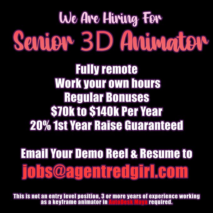 We are hiring for a Senior 3D Animator =) #animation3d https://t.co/rCfWMzTLjO
