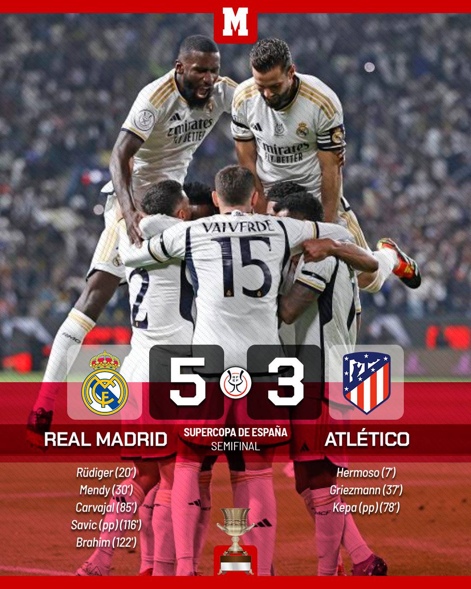 marca's tweet photo. ¡¡El Madrid, finalista de la #superSupercopa!! Los de Ancelotti remontan un partido loco en Riad para meterse en la gran final tras un derbi madrileño en tierras árabes para el recuerdo https://t.co/1WpJSnFYpz