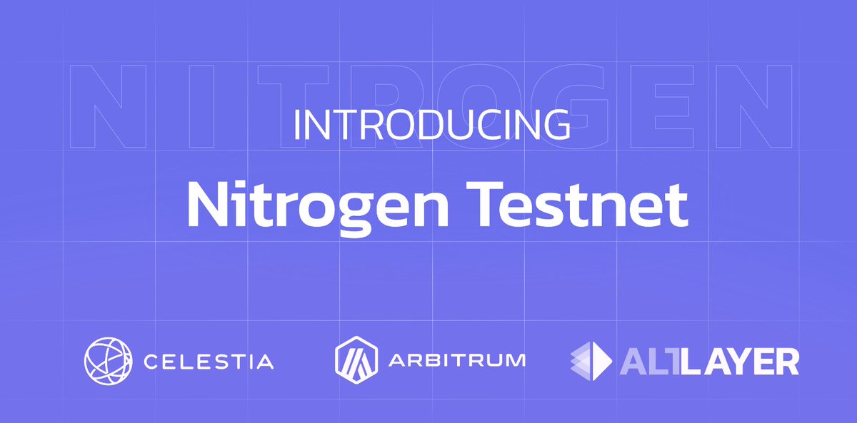 AltLayer Nitrogen Testnet Launched! 🚀

<a href="/alt_layer/">AltLayer</a> today launched Nitrogen: a public @Arbitrum Orbit testnet using @CelestiaOrg as modular DA.

Make sure to try it out.

1. Add chain: rollup-info.altlayer.io/public/nitrogen
2. Claim Nitrogen Testnet ETH: l2faucet.com
3. Deploy a