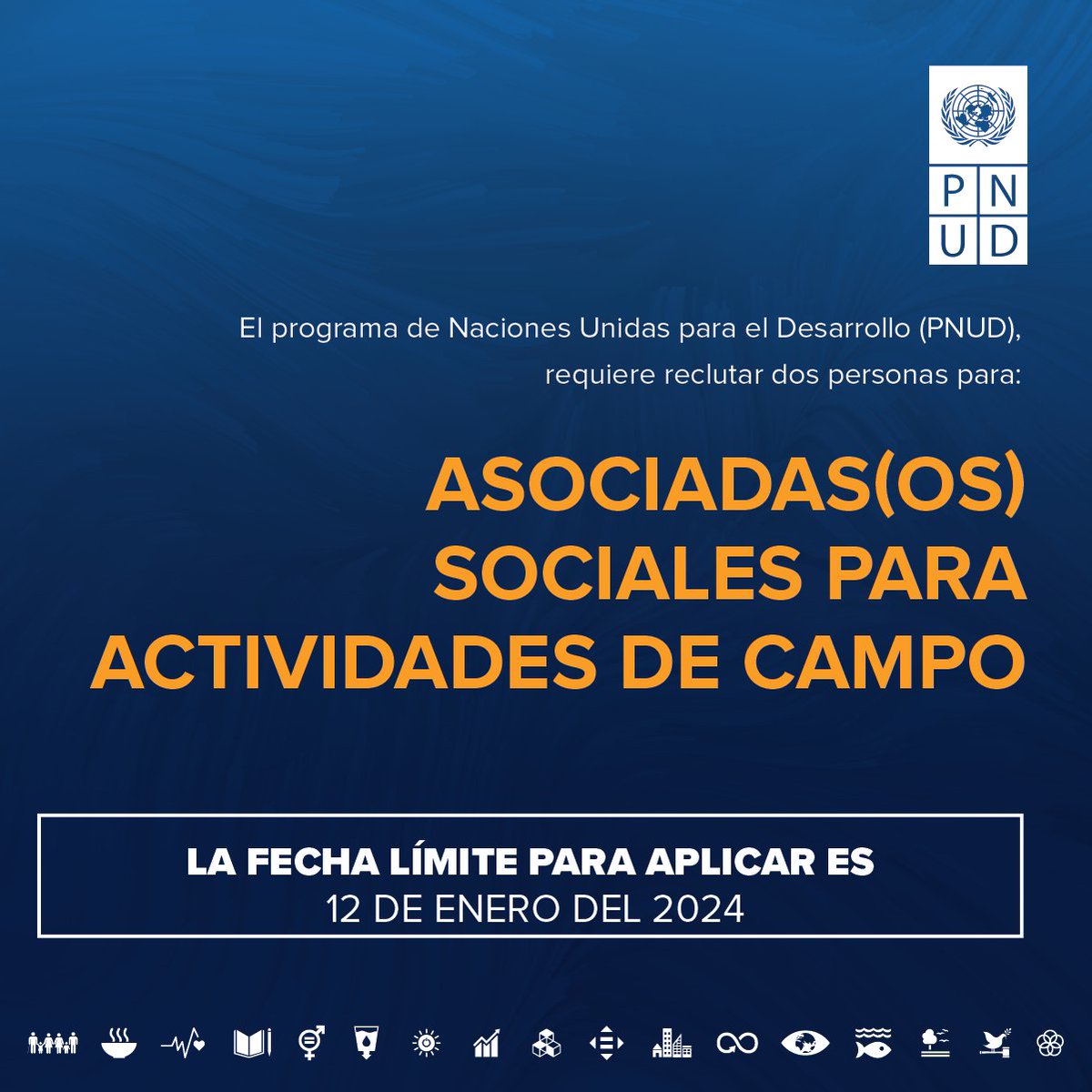 🚨 El Programa de las Naciones Unidas para el Desarrollo (PNUD) requiere contratar 2 personas Asociadas(os) Sociales para actividades de campo, proyecto REDD+ Pagos Basados en Resultados.

🌐+INFO:
estm.fa.em2.oraclecloud.com/hcmUI/Candidat…

FECHA LÍMITE:
🗓️12 de enero del 2024
🕙22:59 hora 🇨🇷