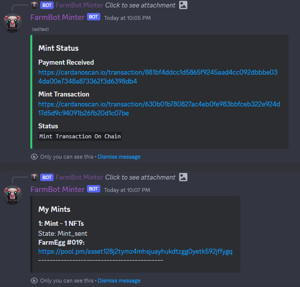 unisi_si's tweet photo. Mint on Discord? Why not? 
Those guys are doing a great job!
Congratulations @TheFarmBots!

#Cardano #CardanoCommunity #CNFT #Discord https://t.co/vAdPuQrhfY